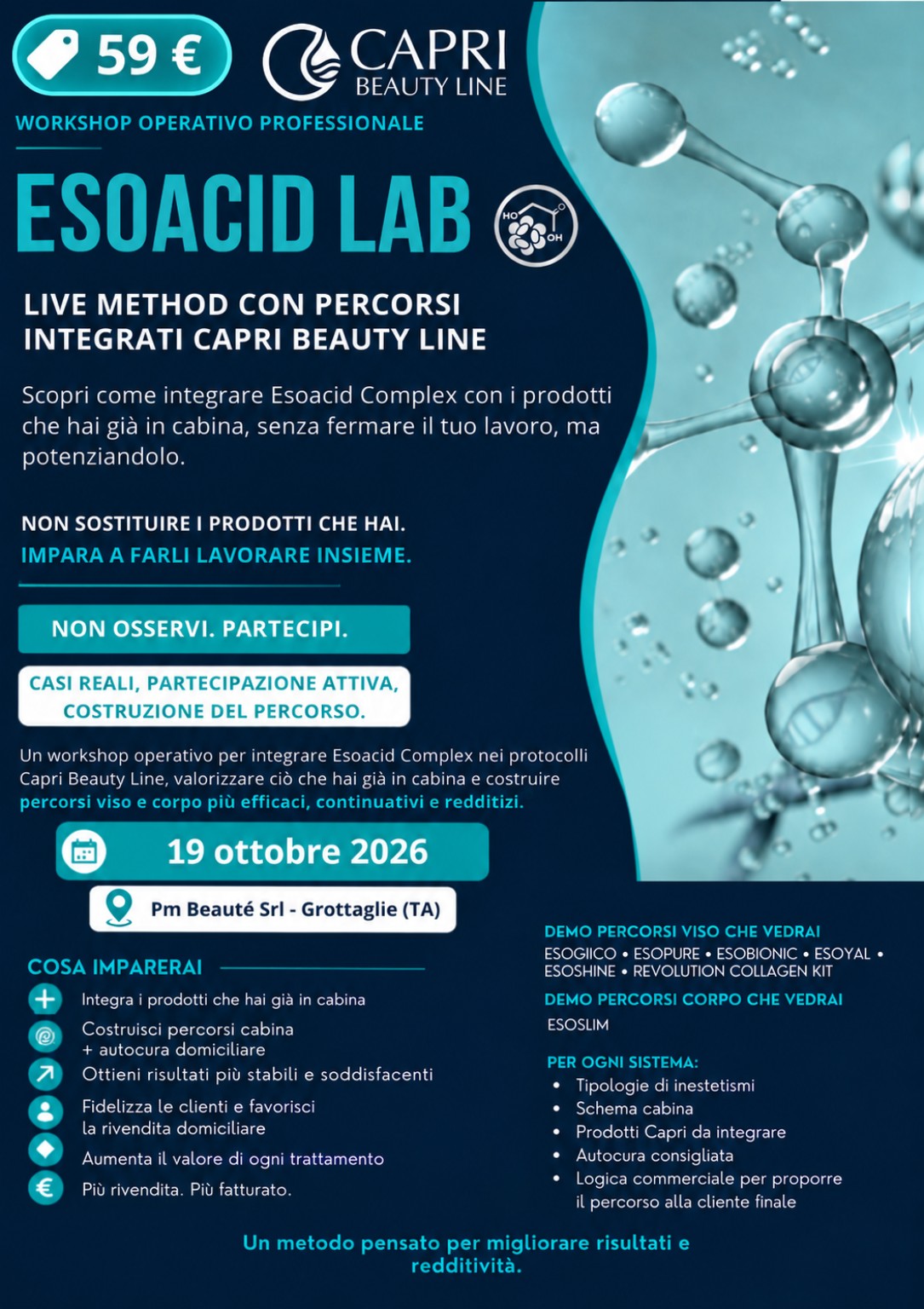 Esoacid Lab, workshop operativo Capri Beauty Line a Grottaglie